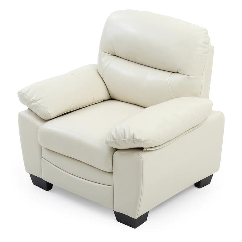 Solid Faux Leather Upholstered Accent Chair - 39" - Beige