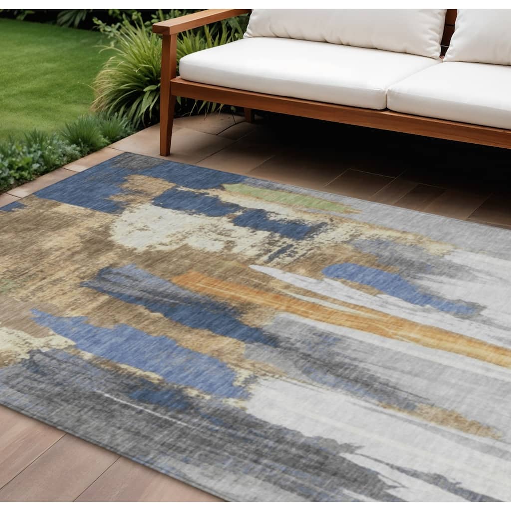 HomeRoots Abstract Transitional Rectangle Outdoor Rug