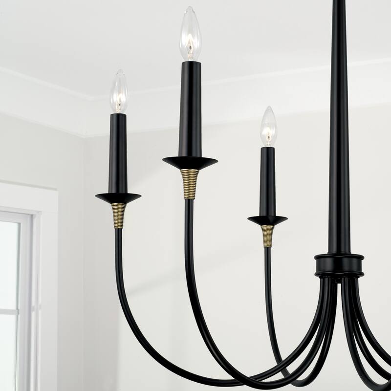 Amara 6-light Matte Black/ Brass Medium Chandelier
