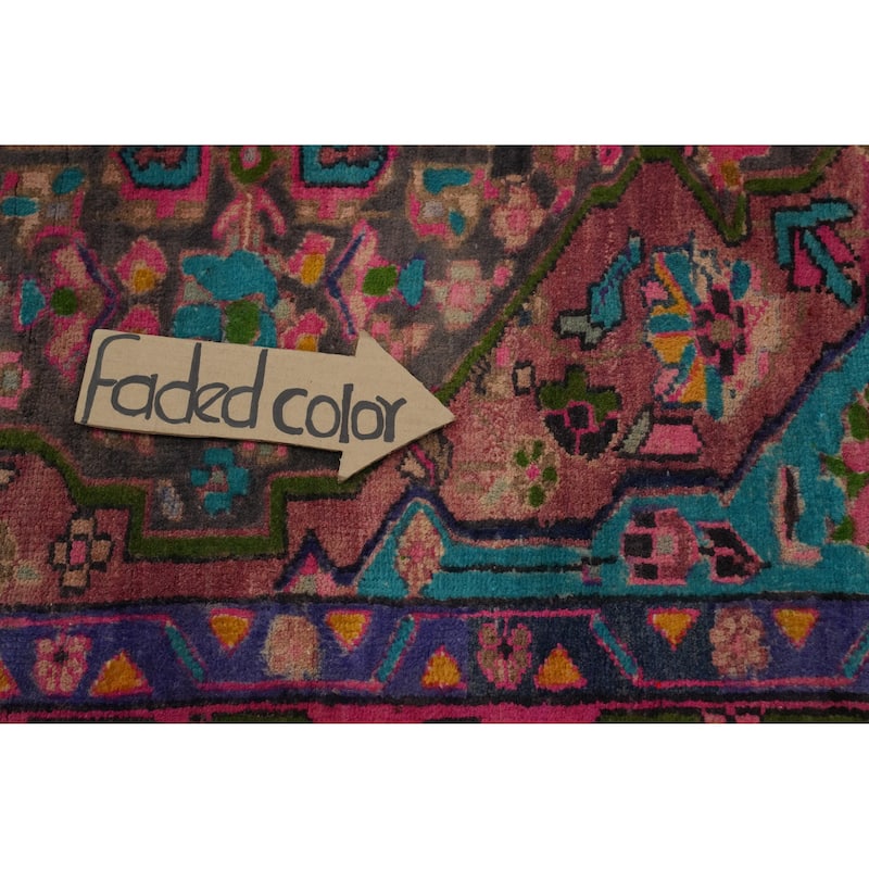 Hand Knotted Oriental 100% Wool Carpet Traditional Geometric Pink Ardebil Runner Rug - 10' 6'' X 3' 0''