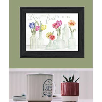 TrendyDecor4U Contemporary "Live Life in Full Color-Tulips" Framed Print Wall Art