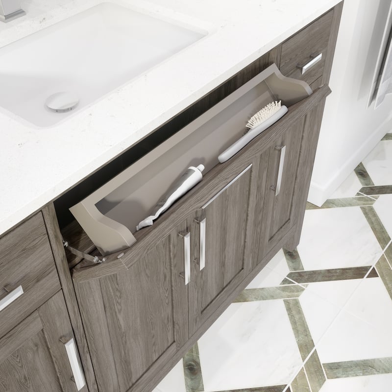 Kate 48-in Solid Hardwood Bathroom Vanity with Power Bar and Drawer Organizer