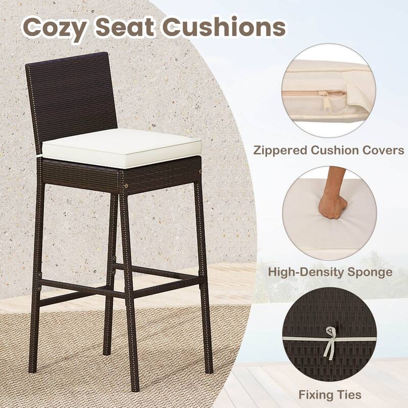 Costway 3 Piece Outdoor Bar Set Patio Rattan Bar Height Table & Chairs - See Details