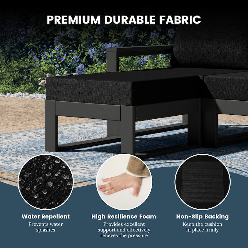 Polytrends Endless Patio Deep Seating Ottoman with Gray Frame