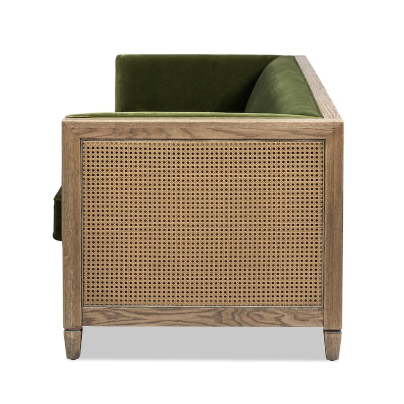 Georgia 81" Oak Wood & Rattan Sofa