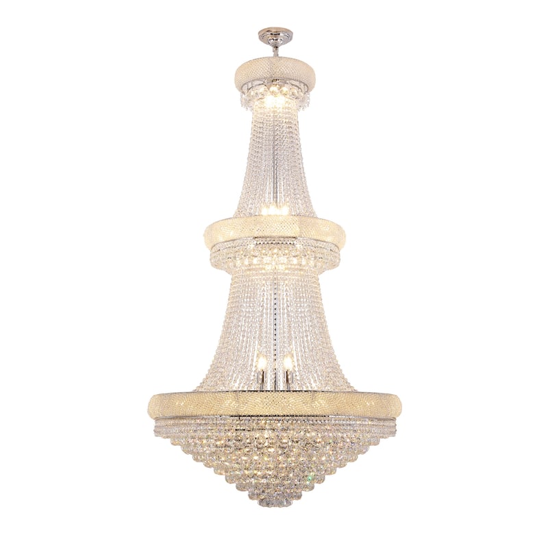 72 In 2 Tier Empire K9 Crystal 35-LED Bulbs Hardwired Chandelier Lamp