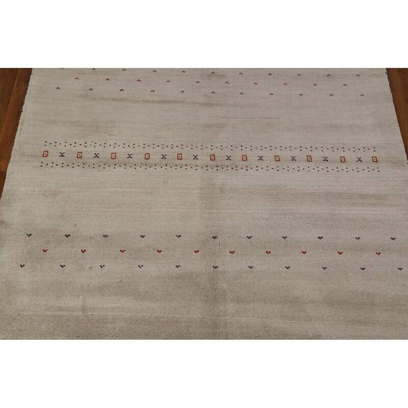 Gabbeh Oriental Area Rug Hand-Knotted Orange Wool Carpet - 5'9" x 7'8"