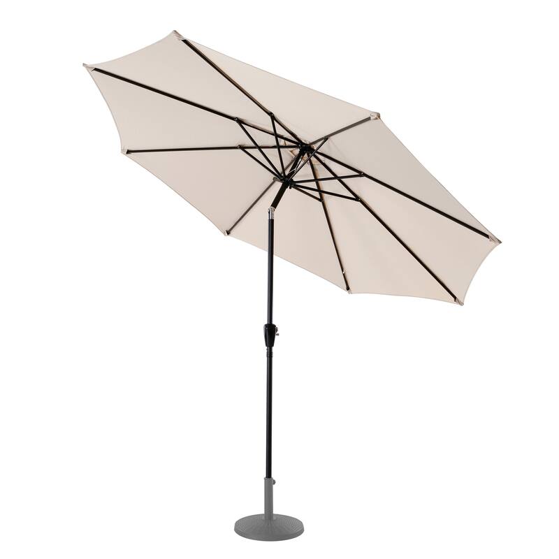 Nuu Garden Outdoor 7.5' Round Beige Patio Vented Umbrella, Crank, Push Button Tilt