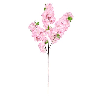Set of 3 Pink Artificial Triple Bloom Cherry Blossom Flower Stem Spray 41in - 41" L x 12" W x 5" DP