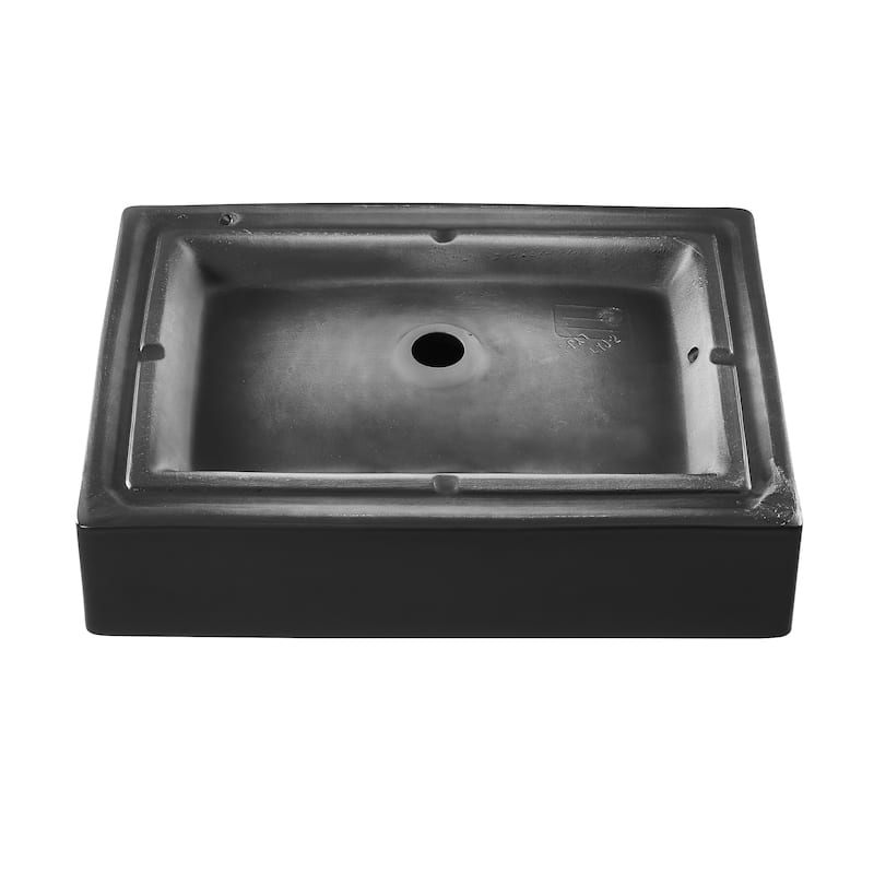 Lausanne Ceramic Rectangle Vessel Sink, Matte Black - 15.75" x 22.05" 4.75"
