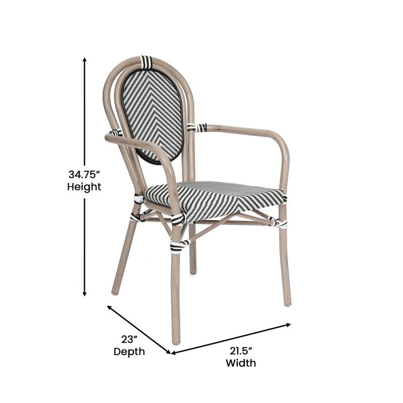 4 Pack All-Weather Commercial Paris Chairs with Arms and metal Frames