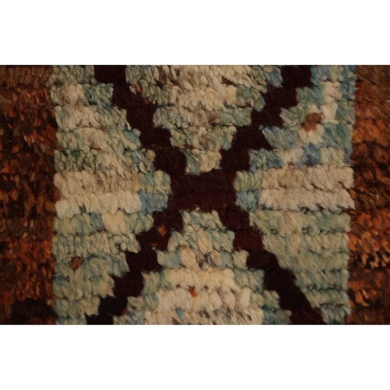 Hand Knotted Oriental 100% Wool Carpet Modern Tribal Oranges & Rust Moroccan Area Rug - 9' 7'' X 6' 10''