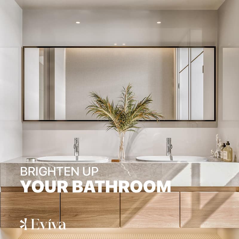 Eviva Black 72" x 30" Rectangular Black Metal Framed Mirror