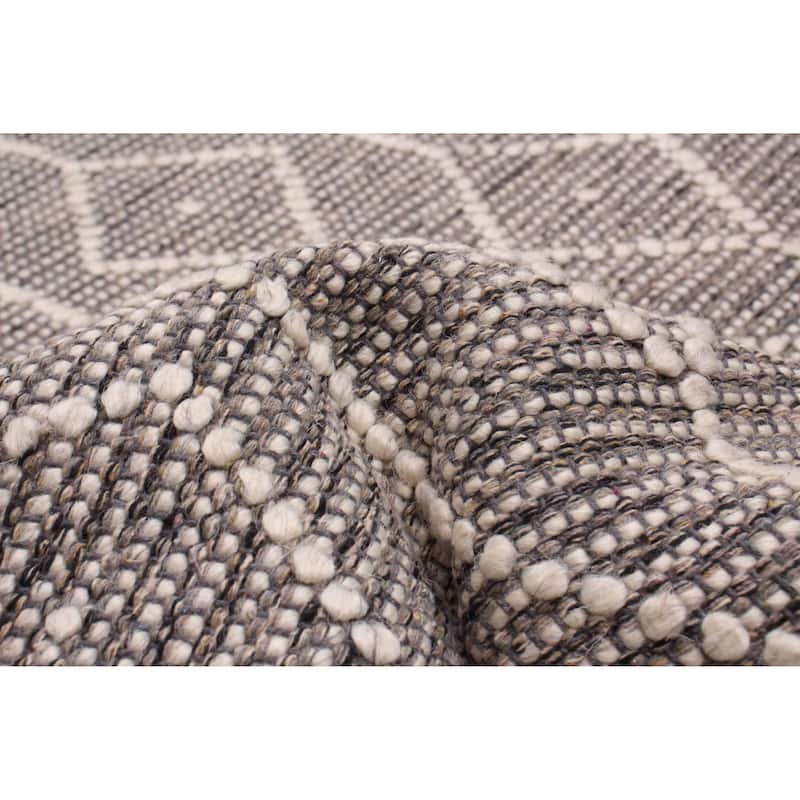 ECARPETGALLERY Braid weave Sienna Grey Wool Rug - 6'0 x 9'2