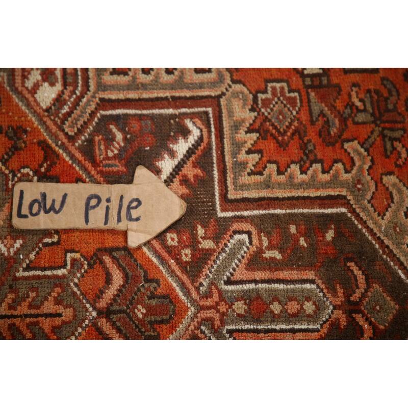 Hand Knotted Oriental 100% Wool Carpet Traditional Medallion Oranges & Rust Heriz Area Rug - 9' 6'' X 6' 10''