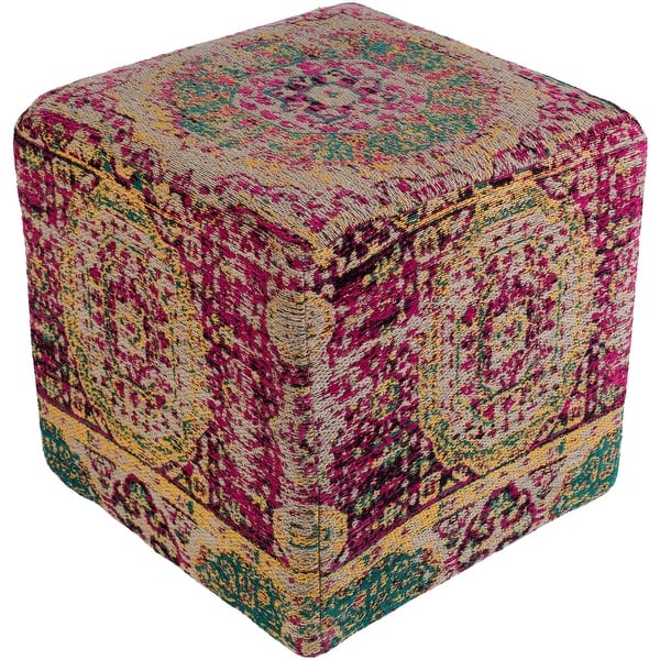 slide 1 of 1, Fremont Traditional Oriental Bright Pink 18" Pouf
