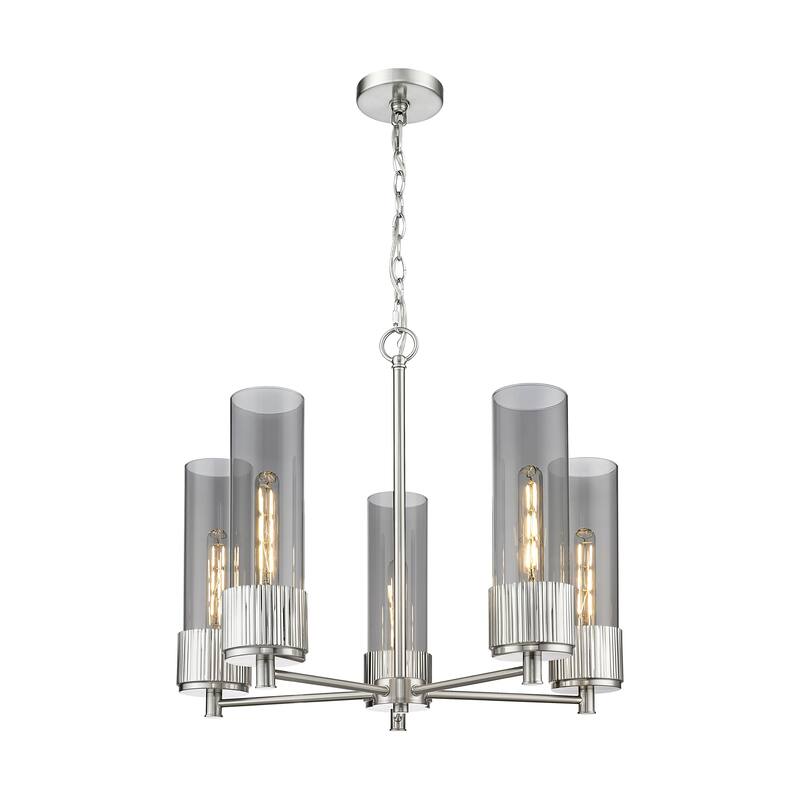 Innovations Lighting Bolivar - 5 Light 12" Chain Hung Chandelier. - Satin Nickel/Light Smoke