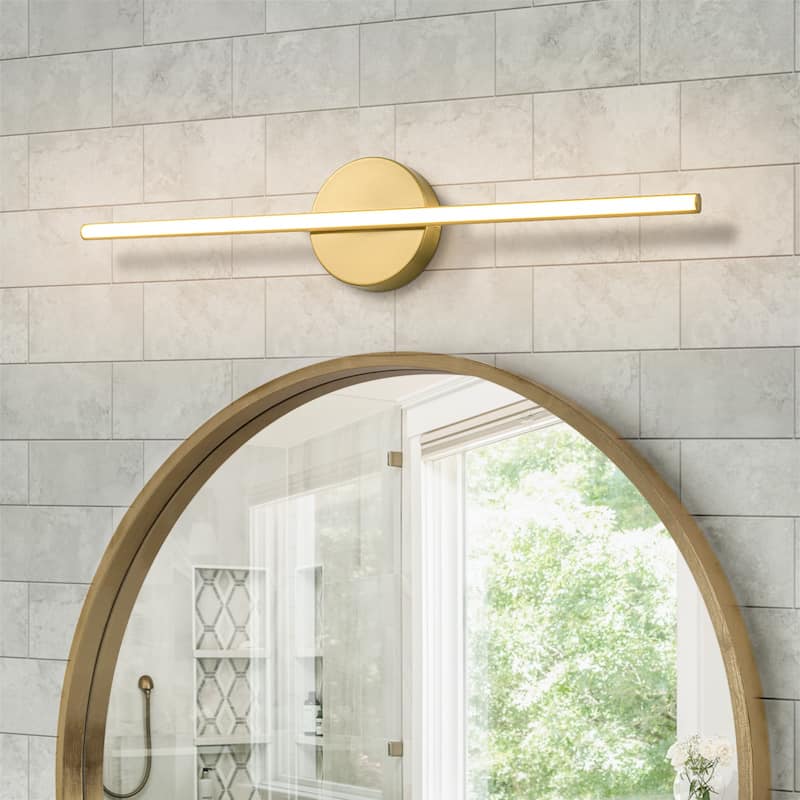 Modern 1-Light Dimmable LED Linear Bathroom Vanity Light - Gold - 23.8" W × 1.8" D × 4.7" H