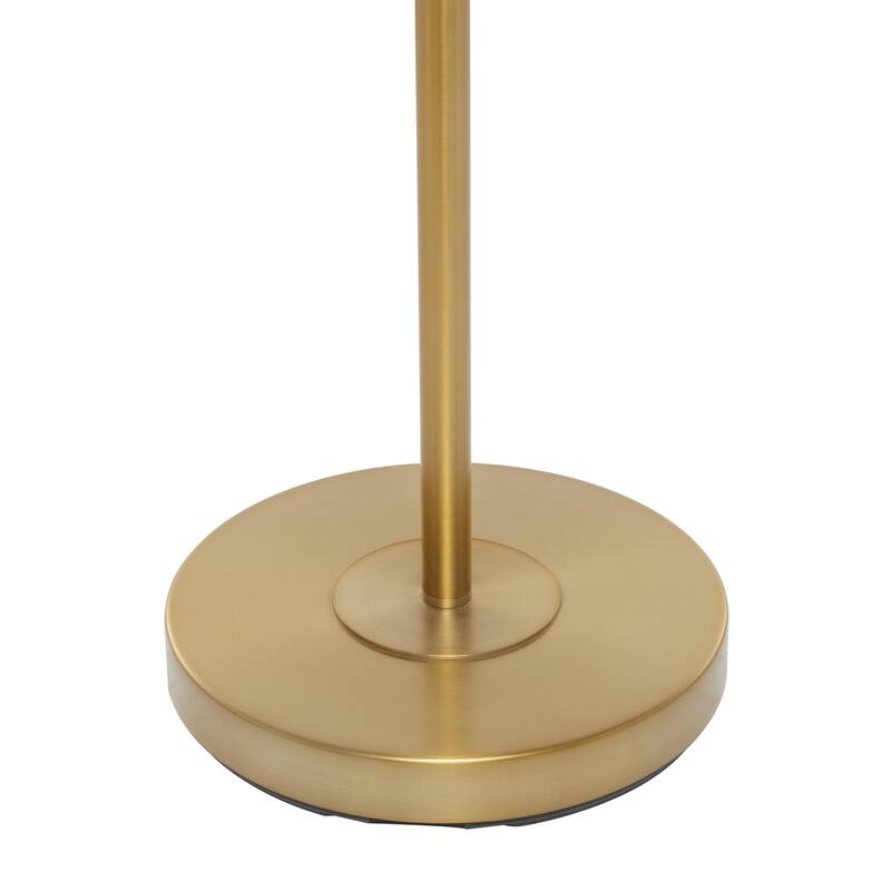 Fabric Ribbed Room Floor Lamp with Velvet Shade and Gold Accents - Blue - Roche River Decor