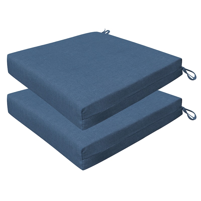 Outdoor Premium Dining Seat Cushion (2-Pack) - 20" wide x 20" deep x 4" thick - Textured Solid Pacific Blue