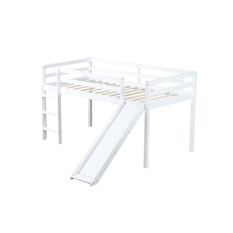 Twin Loft Bed with Slide and Playful Low-Profile Design (250lb Capacity)