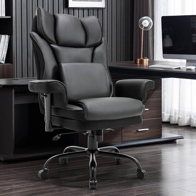 High Back Office Chair Rocking Office Chair Ergonomic Office Chair with Padded Armrests Massage and Lumbar Support, for Office