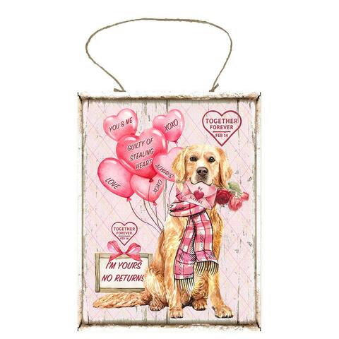 Doggie Valentine Valentine's Day Printed Handmade Wood Sign 7" x 9.5"