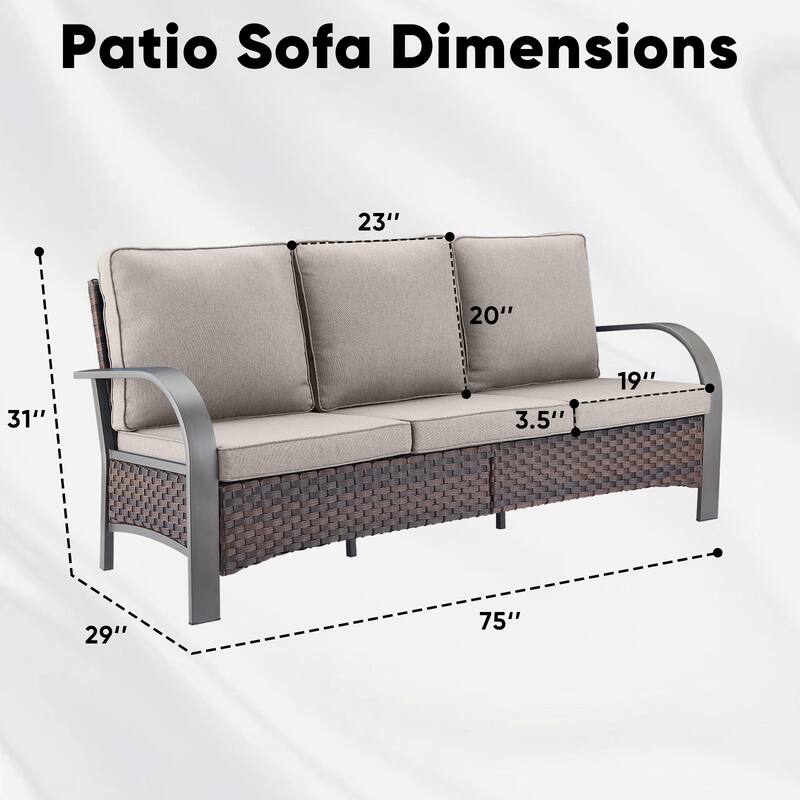 Outdoor Sofa with 2 Swivel Chairs, 2 Patio Chairs and 2 Ottomans