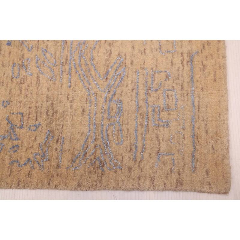 ECARPETGALLERY Hand Loomed Loreto Light Khaki Viscose, Wool Rug - 5'6 x 7'7