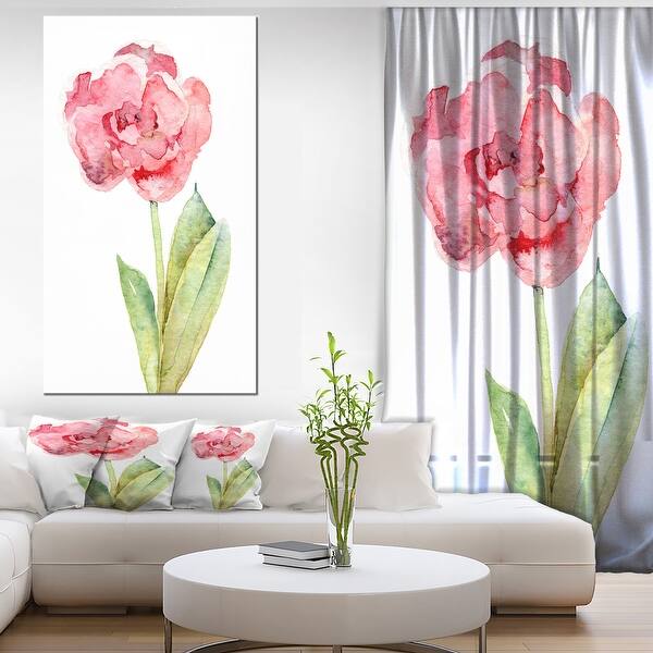 slide 2 of 10, Designart "Single Pink Tulip on White Background" Flower Artwork on Canvas 28 in. wide x 60 in. high