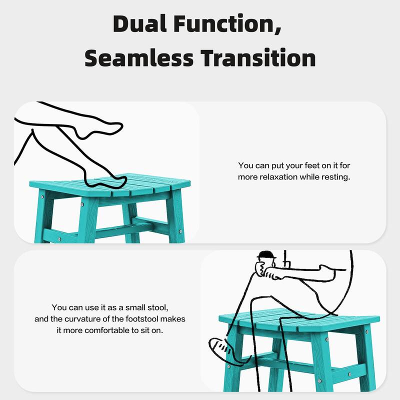 Outdoor Patio HDPE Ottoman Footstool, Extra Seat