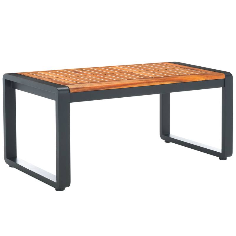SAFAVIEH Outdoor Vesta Solid Wood 4-Piece Conversation Set - 48"W x 26"D x 26"H