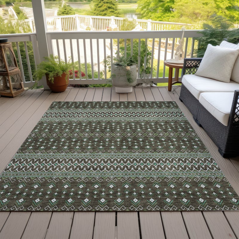 Machine Washable Indoor/ Outdoor Chantille Boho Morrocan Rug