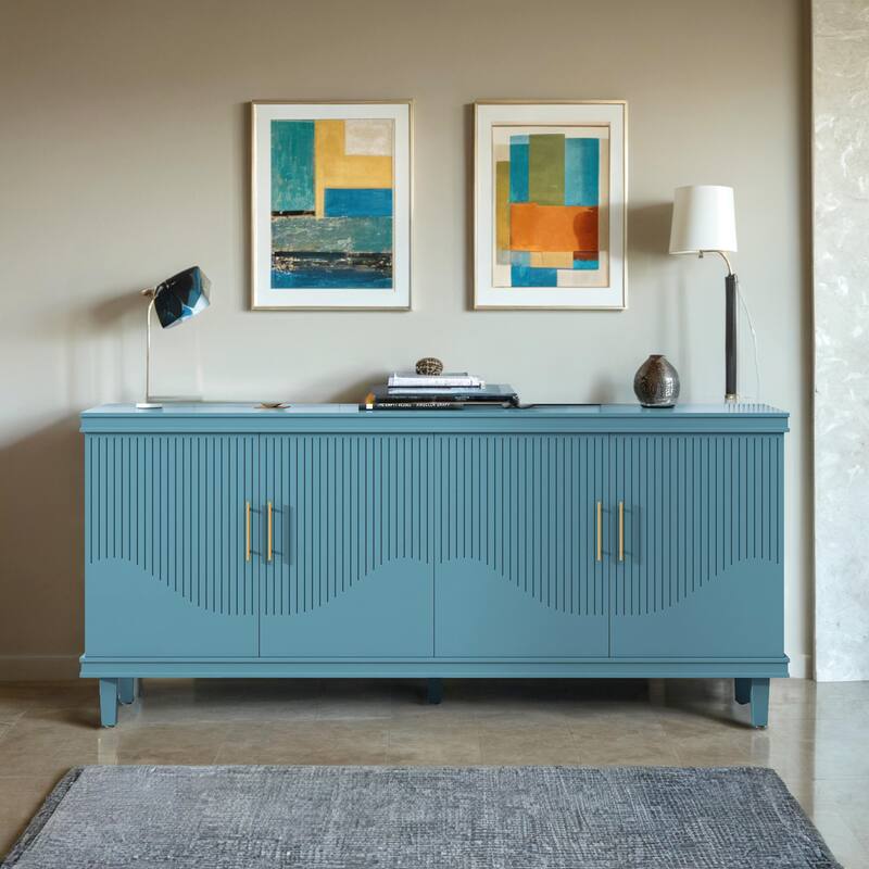 70.07''Large 4-Door Cabinet, Modern Storage Cabinet Sideboard with Adjustable Shelves, Wood Accent Cabinet Buffet Cabinet