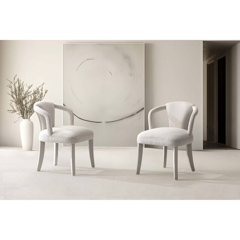Manhattan Comfort Modern Palmer Tweed Dining Armchair - White - Set of 2