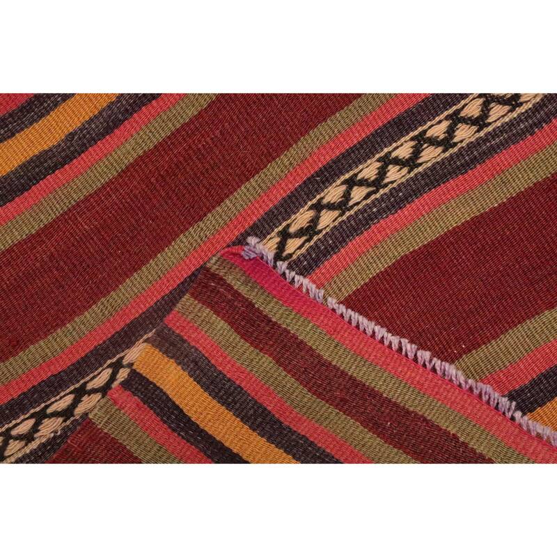 Hand Woven Oriental 100% Wool Carpet Southwestern Geometric Oranges & Rust Kilim Area Rug - 7' 5'' X 4' 7''