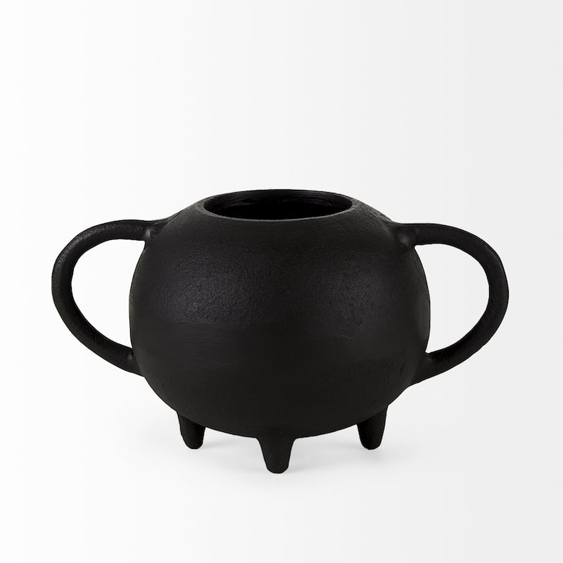 Cyrus 5.1L x 3.9W x 7.5H Black Spherical Vase W/ Flute Decorative Object