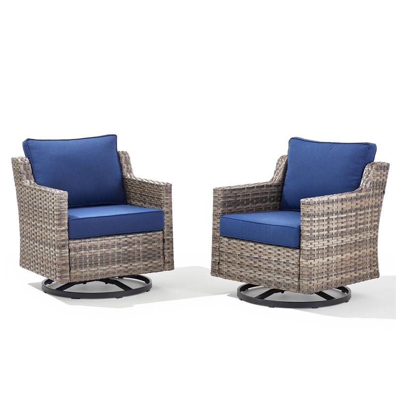 Pocassy Wicker Patio Sofa Glider Swivel Chair Ottoman Furniture Set.