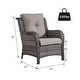preview thumbnail 53 of 89, Outdoor Wicker High Back Club Chair with Cushions (Set of 2)