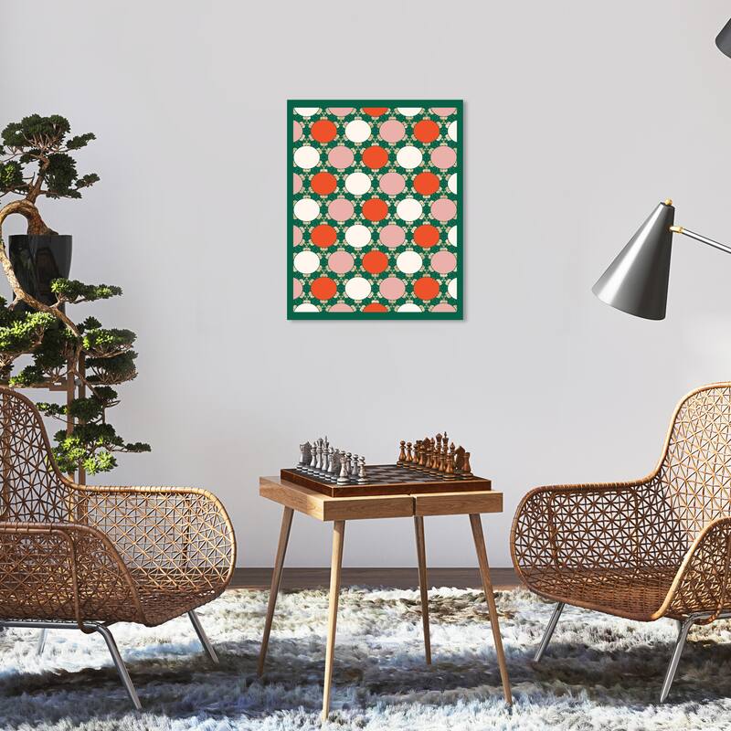 Wynwood Studio Canvas Holiday and Seasonal Ornaments Grid Pattern Red Modern & Contemporary Wall Art Canvas Print - 16 x 20