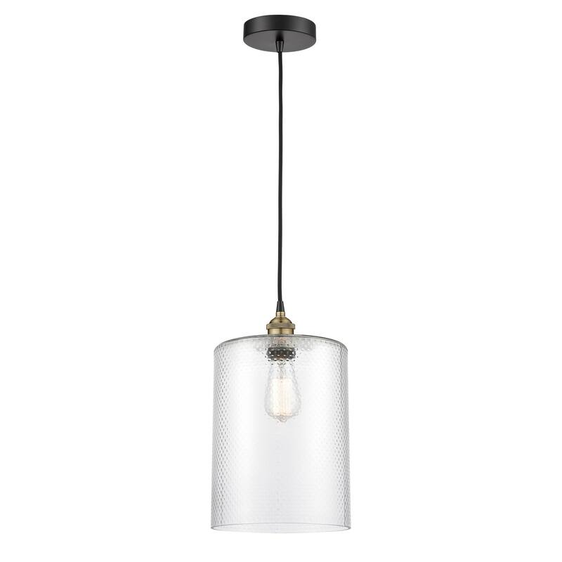 Innovations Lighting Cobbleskill - 1 Light 9" Cord Hung Mini Pendant - Clear/Black Antique Brass