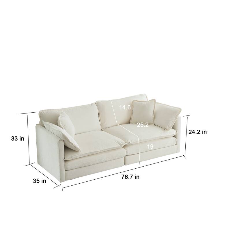 Roomfitters 3-Piece Modular Sofa Set, 2 Armchairs & 2-Seat Couch, Chenille Fabric with Pillows