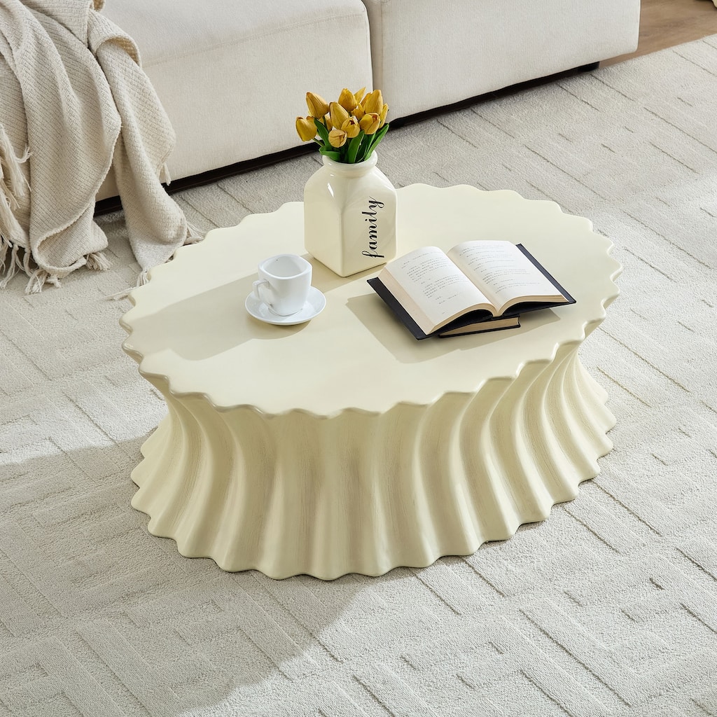 35.04 inch Oval Coffee Table, Vintage Sturdy Fiberglass Table For Living Room Apartment Office, No Need Assembly