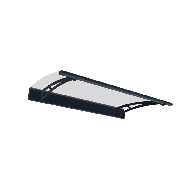 Aquila 3 ft. Gray/Clear Door and Gray/Solar Window Fixed Awning with Siding Connector Kit - 3 ft. x 5 ft. - Gray/Clear