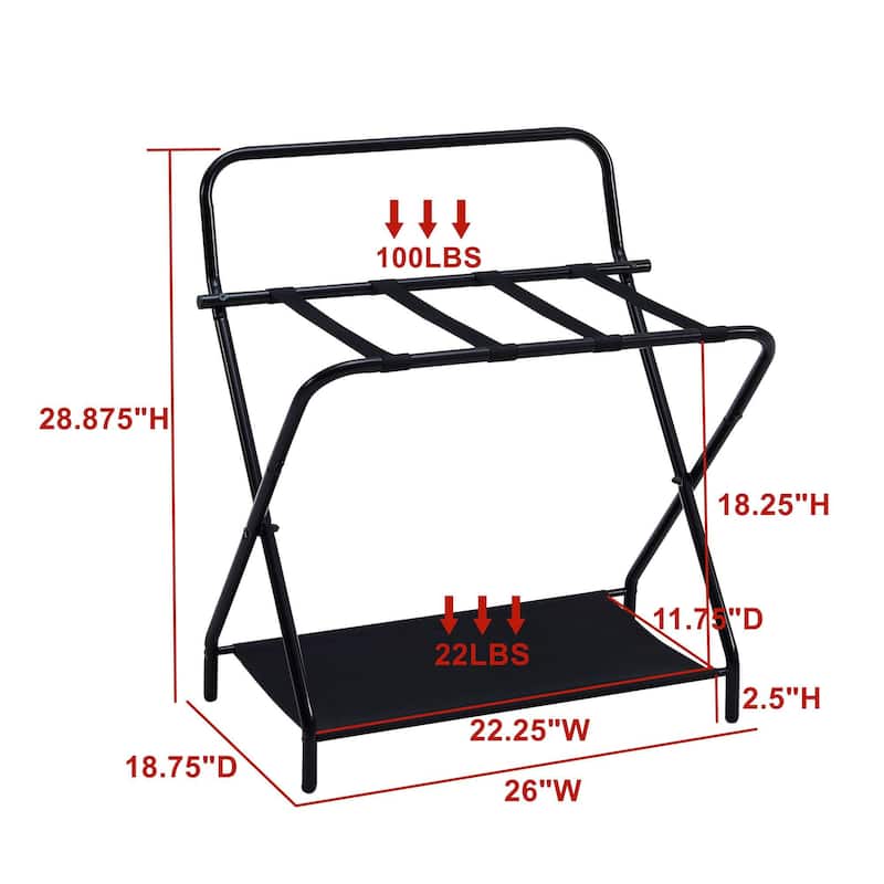 Foldable Metal Luggage Rack for Guest Room & Hotel