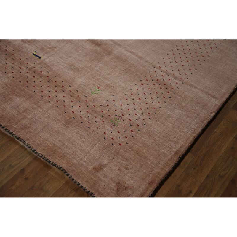 Hand Knotted Oriental 100% Wool Carpet Tribal Tribal Peach Gabbeh Area Rug - 9' 11'' X 8' 3''