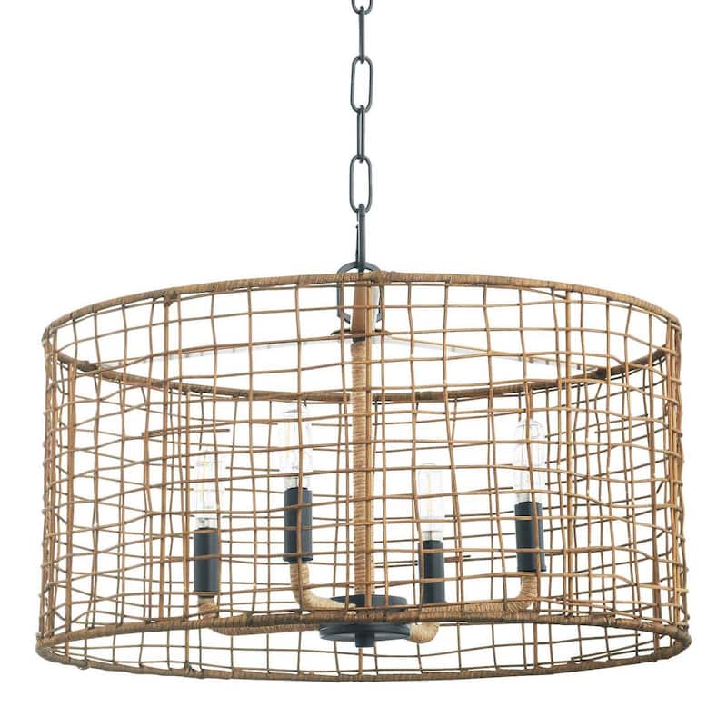 Quorum International 8023-4 Abaca 4 Light 20" Wide Pendant - Matte Black