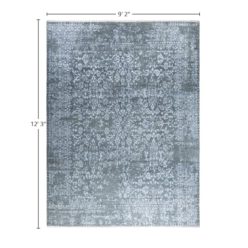 Ikat One-of-a-Kind Hand-Knotted Area Rug, Blue - 9' 2" x 12' 3"