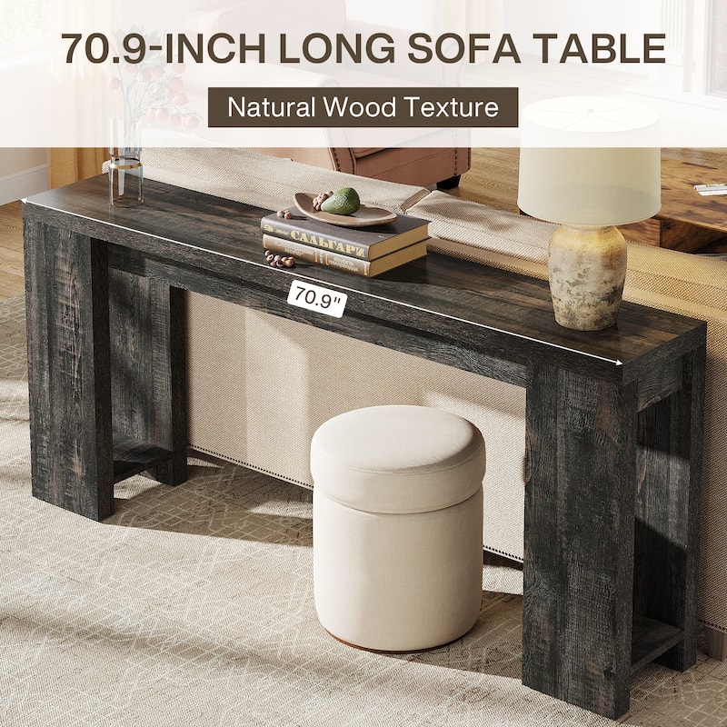 Farmhouse Wood 70.9 Inches Extra Long Console Table for Living Room, Hallway