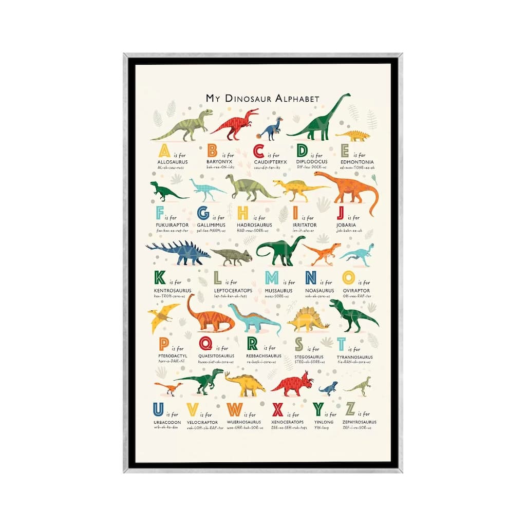 iCanvas "Dinosaur Alphabet" by PaperPaintPixels Framed